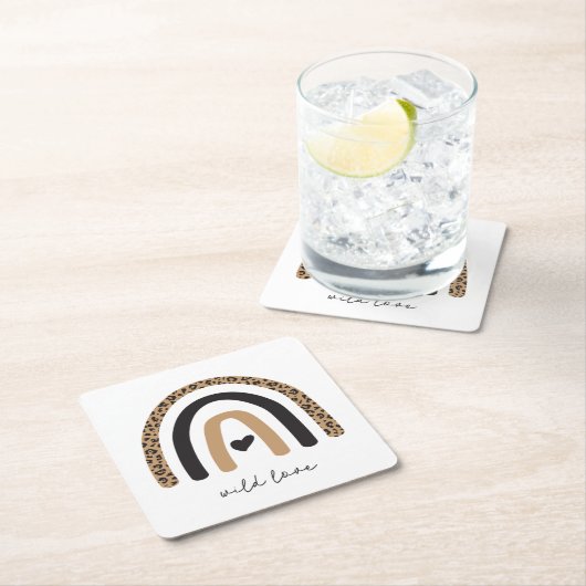 Cute Rainbow Leopard Pattern Kartonnen Onderzetters (Insitu)