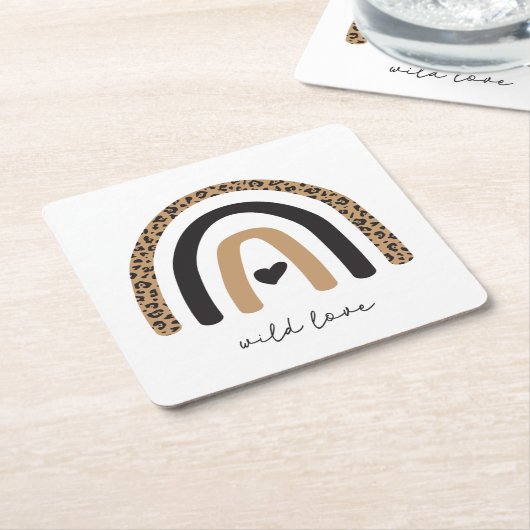 Cute Rainbow Leopard Pattern Kartonnen Onderzetters (Schuin)