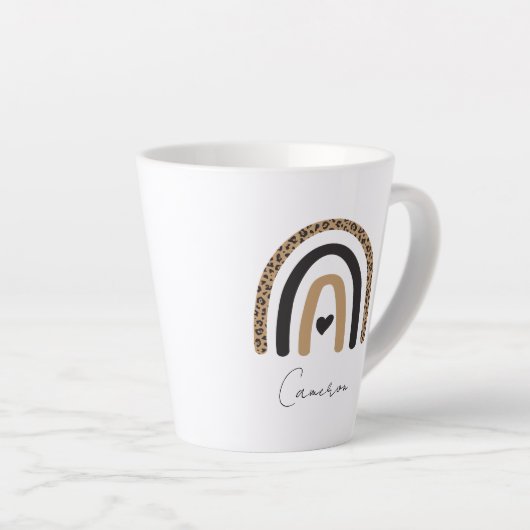 Cute Rainbow Leopard Pattern Latte Mok (Rechterhoek)