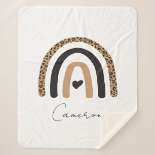 Cute Rainbow Leopard Pattern Sherpa Deken