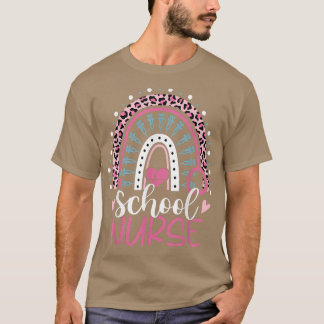 Cute Rainbow Leopard Print School Zuster 100e dag T-shirt