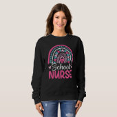 Cute Rainbow Leopard Print School Zuster 100e dag Trui (Voorkant volledig)