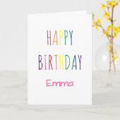 Cute Rainbow Lettering Birthday Kaart (Gele Bloem)