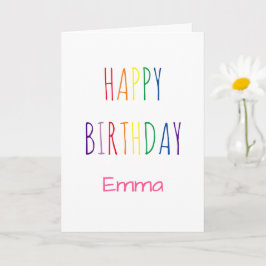 Cute Rainbow Lettering Birthday Kaart