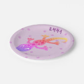 Cute Rainbow Lizard Gecko Birthday Party Name Papieren Bordje (Gekanteld)