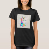 Cute Rainbow Llama Paint Splatter Illustration Col T-shirt (Voorkant)