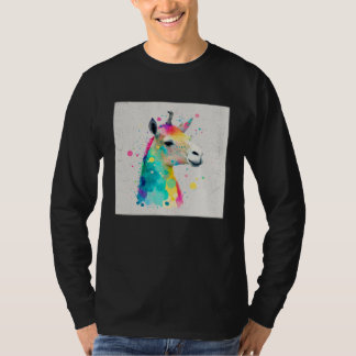 Cute Rainbow Llama Paint Splatter Illustration Col T-shirt