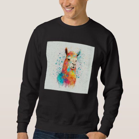 Cute Rainbow Llama Paint Splatter Illustration Col Trui (Voorkant)