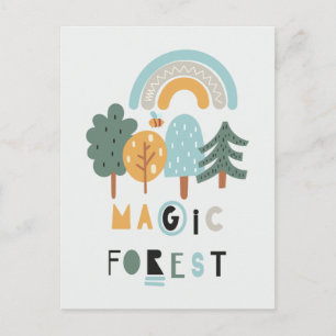 Cute Rainbow Magic Forest Briefkaart