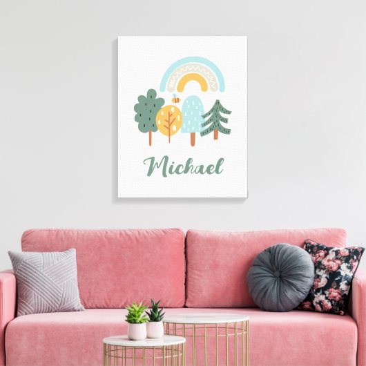 Cute Rainbow Magic Forest Canvas Afdruk (Insitu (Woonkamer))