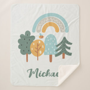 Cute Rainbow Magic Forest Sherpa Deken