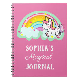 Cute Rainbow Magical Unicorn Pink Notitieboek