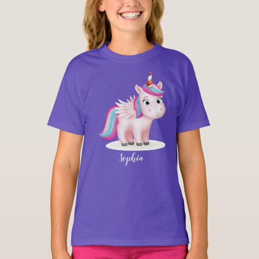 Cute Rainbow Magical Unicorn  T-shirt (Voorkant)