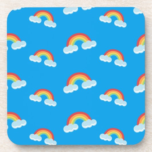 Cute Rainbow met Clouds Pattern Bier Onderzetter (Voorkant)