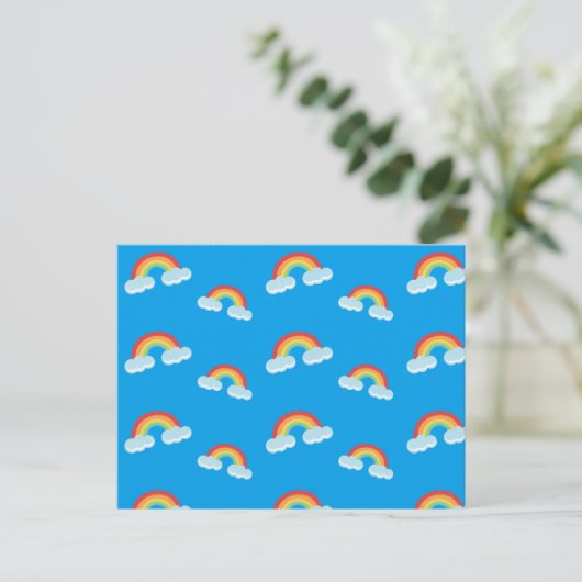 Cute Rainbow met Clouds Pattern Briefkaart (Staand voorkant)