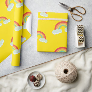 Cute Rainbow met Clouds Pattern Cadeaupapier