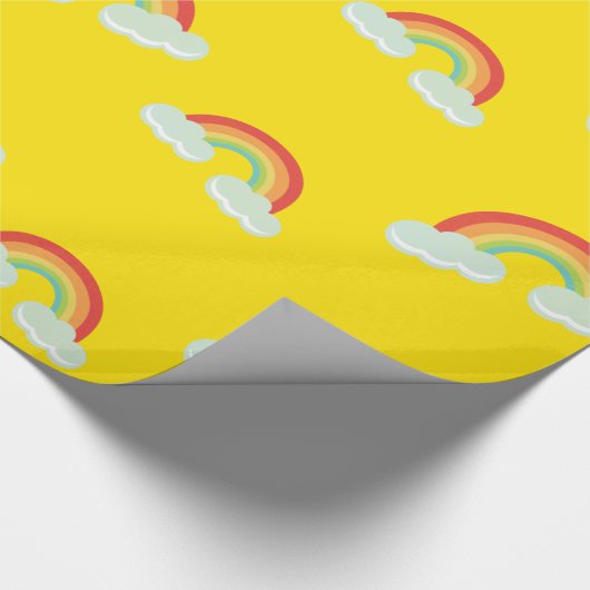 Cute Rainbow met Clouds Pattern Cadeaupapier (Hoek)