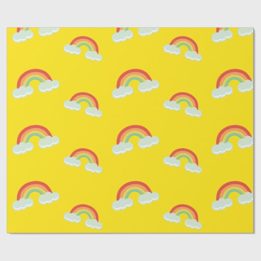 Cute Rainbow met Clouds Pattern Cadeaupapier (Vlak)