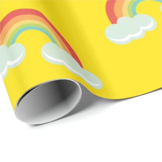 Cute Rainbow met Clouds Pattern Cadeaupapier (Rol Hoek)