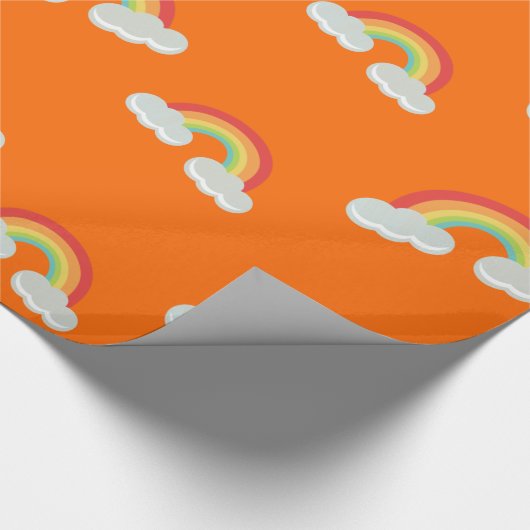 Cute Rainbow met Clouds Pattern Cadeaupapier (Hoek)