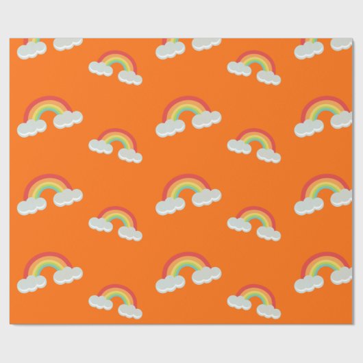 Cute Rainbow met Clouds Pattern Cadeaupapier (Vlak)