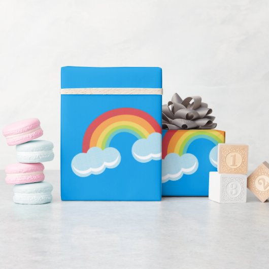 Cute Rainbow met Clouds Pattern Cadeaupapier (Baby Shower)