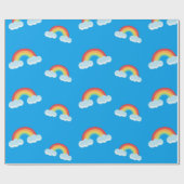 Cute Rainbow met Clouds Pattern Cadeaupapier (Vlak)