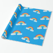 Cute Rainbow met Clouds Pattern Cadeaupapier (Uitgerold)