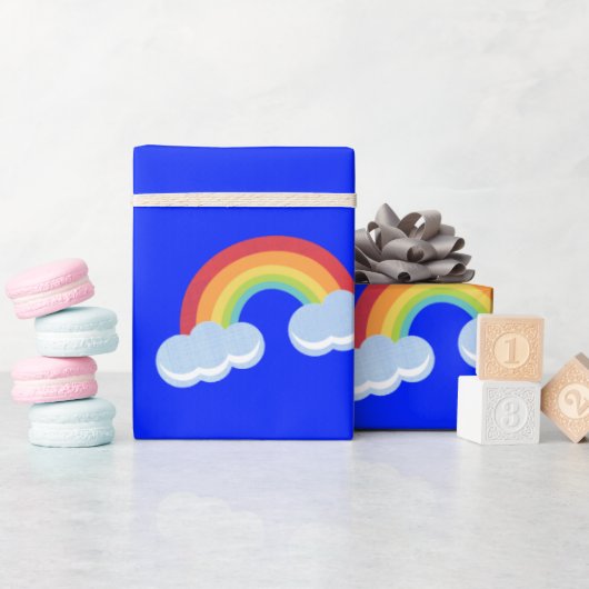 Cute Rainbow met Clouds Pattern Cadeaupapier (Baby Shower)