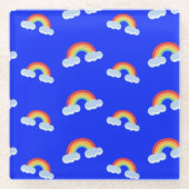 Cute Rainbow met Clouds Pattern Glazen Onderzetter (Voorkant)