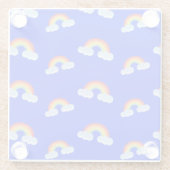 Cute Rainbow met Clouds Pattern Glazen Onderzetter (Achterkant)