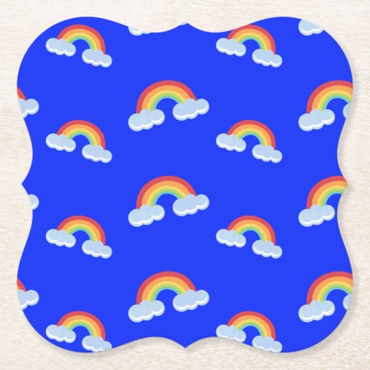 Cute Rainbow met Clouds Pattern Kartonnen Onderzetters (Voorkant)