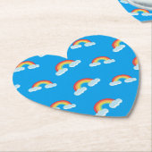 Cute Rainbow met Clouds Pattern Kartonnen Onderzetters (Gekanteld)
