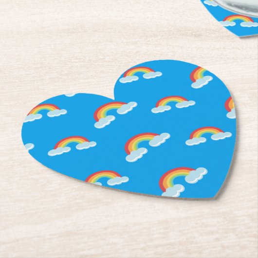 Cute Rainbow met Clouds Pattern Kartonnen Onderzetters (Gekanteld)