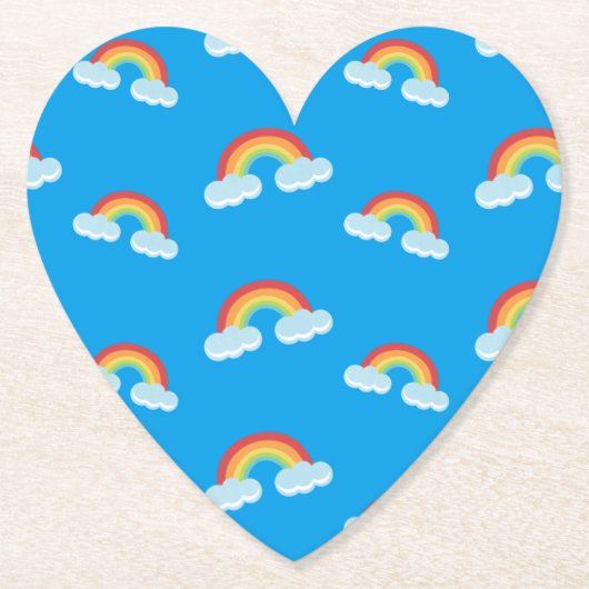 Cute Rainbow met Clouds Pattern Kartonnen Onderzetters (Voorkant)