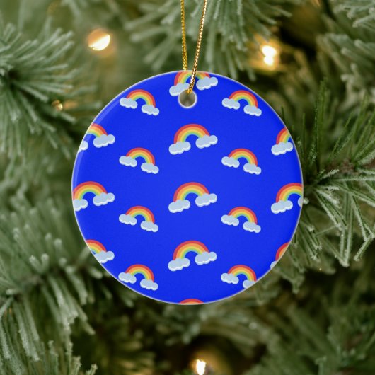 Cute Rainbow met Clouds Pattern Keramisch Ornament (Boom)