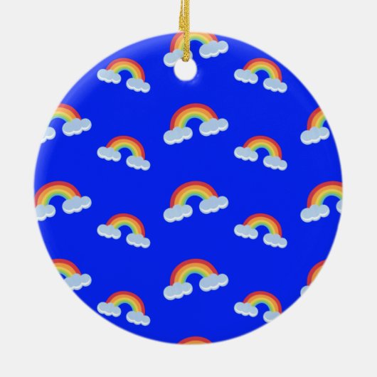 Cute Rainbow met Clouds Pattern Keramisch Ornament (Achterkant)