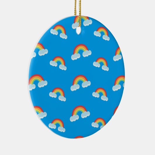 Cute Rainbow met Clouds Pattern Keramisch Ornament (Rechts)