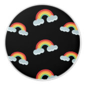 Cute Rainbow met Clouds Pattern Keramische Knop (Voorkant)