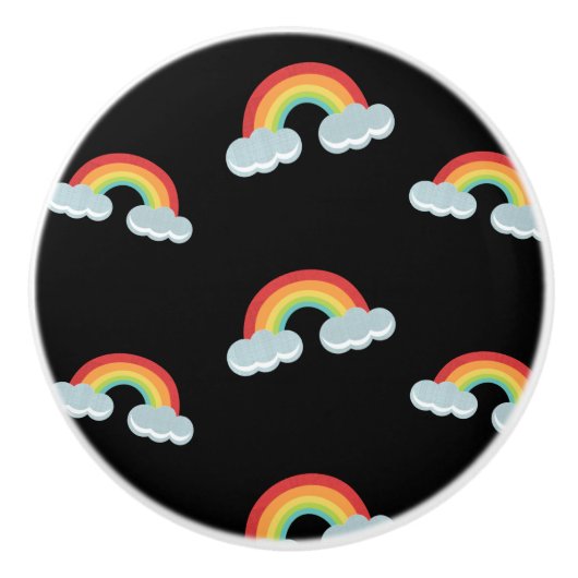 Cute Rainbow met Clouds Pattern Keramische Knop (Voorkant)