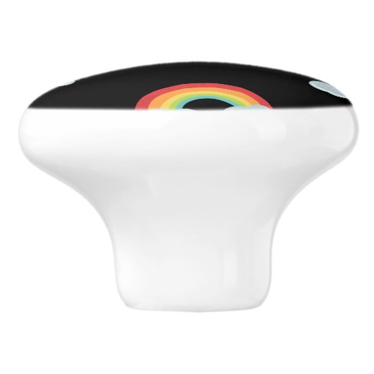 Cute Rainbow met Clouds Pattern Keramische Knop (Zijkant)