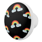 Cute Rainbow met Clouds Pattern Keramische Knop (Rechts)