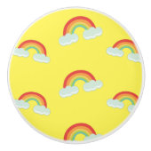 Cute Rainbow met Clouds Pattern Keramische Knop (Voorkant)