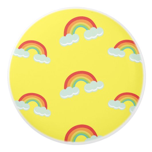 Cute Rainbow met Clouds Pattern Keramische Knop (Voorkant)