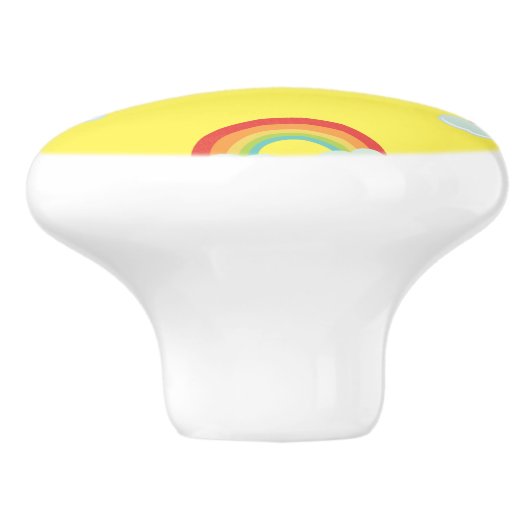 Cute Rainbow met Clouds Pattern Keramische Knop (Zijkant)