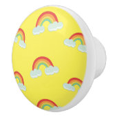 Cute Rainbow met Clouds Pattern Keramische Knop (Rechts)