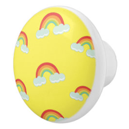 Cute Rainbow met Clouds Pattern Keramische Knop