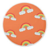 Cute Rainbow met Clouds Pattern Keramische Knop (Voorkant)