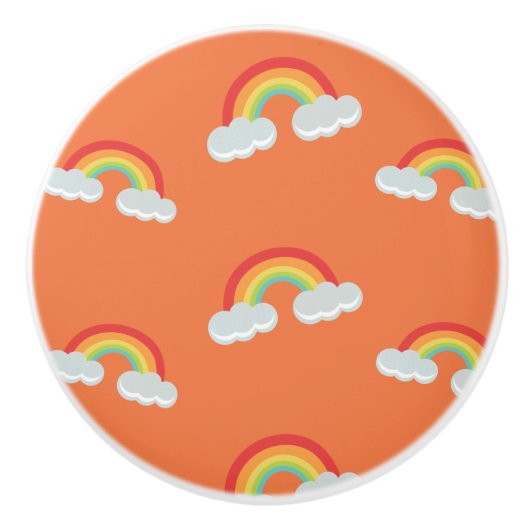 Cute Rainbow met Clouds Pattern Keramische Knop (Voorkant)