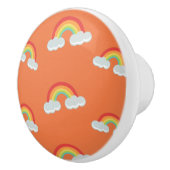 Cute Rainbow met Clouds Pattern Keramische Knop (Rechts)